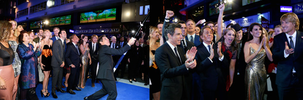 LONDON, ENGLAND - FEBRUARY 04:  Ben Stiller with cast and guests attempt a record breaking selfie during a London Fan Screening of the Paramount Pictures film "Zoolander No. 2" at the Empire Leicester Square on February 4, 2016 in London, England.  (Photo by Lucian Capellaro) *** Local Caption *** Ben Stiller; Justin Theroux; Valentino; Christine Taylor; Penelope Cruz; Owen Wilson