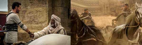 Jack Huston plays Judah Ben-Hur and Morgan Freeman plays Ilderim in Ben-Hur from Metro-Goldwyn-Mayer Pictures and Paramount Pictures.